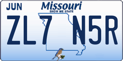 MO license plate ZL7N5R