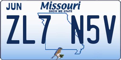MO license plate ZL7N5V