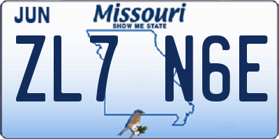 MO license plate ZL7N6E