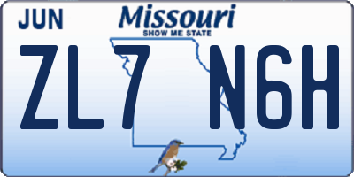 MO license plate ZL7N6H