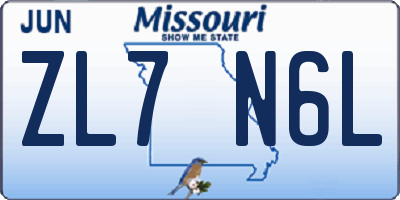 MO license plate ZL7N6L