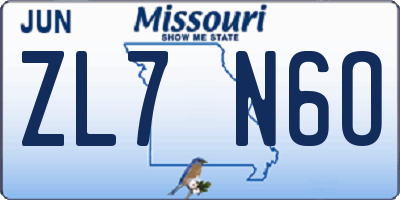 MO license plate ZL7N6O