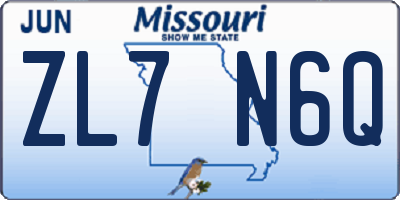 MO license plate ZL7N6Q