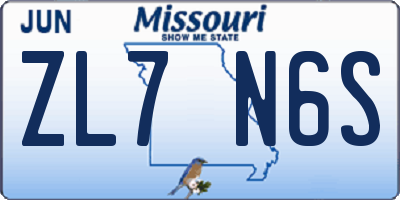 MO license plate ZL7N6S