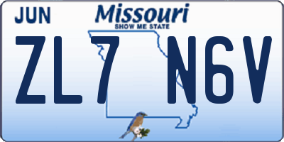 MO license plate ZL7N6V