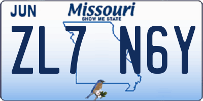 MO license plate ZL7N6Y