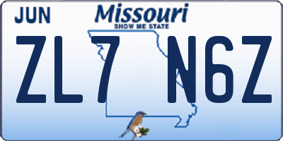 MO license plate ZL7N6Z