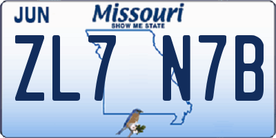 MO license plate ZL7N7B