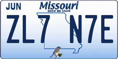 MO license plate ZL7N7E