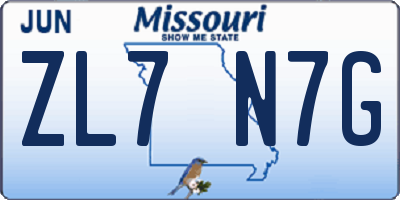 MO license plate ZL7N7G