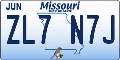 MO license plate ZL7N7J