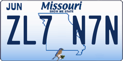 MO license plate ZL7N7N