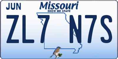 MO license plate ZL7N7S