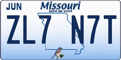 MO license plate ZL7N7T