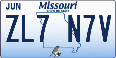 MO license plate ZL7N7V