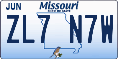MO license plate ZL7N7W