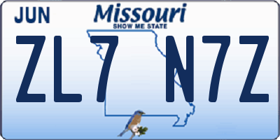 MO license plate ZL7N7Z