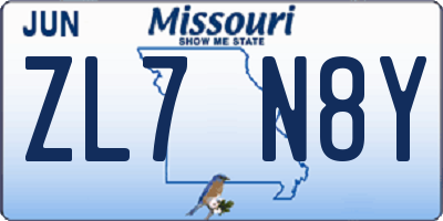 MO license plate ZL7N8Y