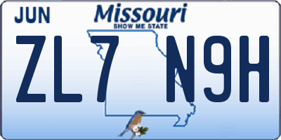 MO license plate ZL7N9H