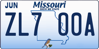 MO license plate ZL7O0A