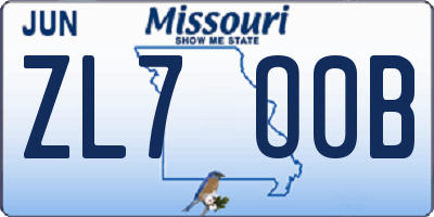 MO license plate ZL7O0B