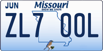 MO license plate ZL7O0L