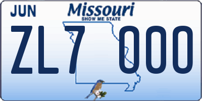 MO license plate ZL7O0O