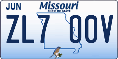 MO license plate ZL7O0V