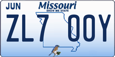MO license plate ZL7O0Y