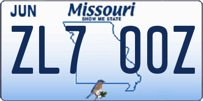 MO license plate ZL7O0Z