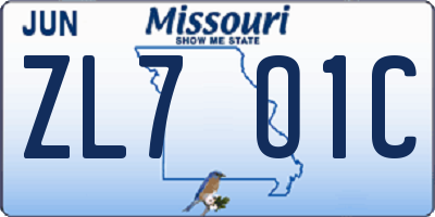 MO license plate ZL7O1C