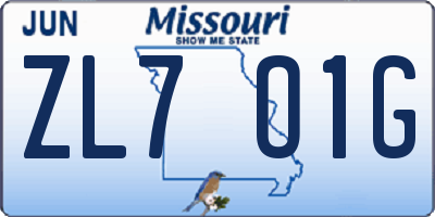 MO license plate ZL7O1G
