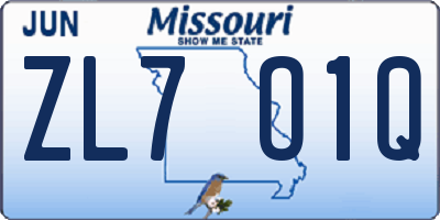 MO license plate ZL7O1Q