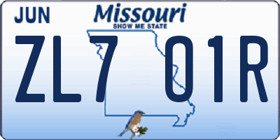 MO license plate ZL7O1R