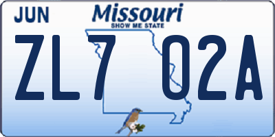 MO license plate ZL7O2A
