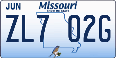 MO license plate ZL7O2G