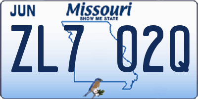 MO license plate ZL7O2Q