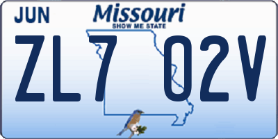 MO license plate ZL7O2V