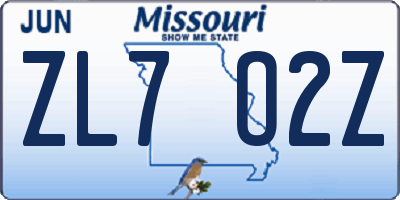 MO license plate ZL7O2Z