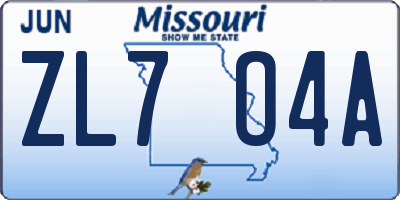 MO license plate ZL7O4A