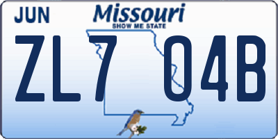 MO license plate ZL7O4B