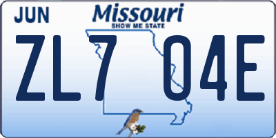 MO license plate ZL7O4E