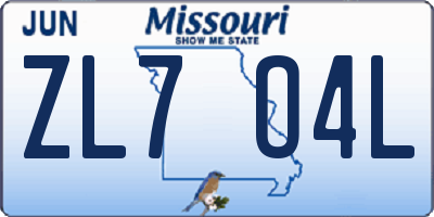 MO license plate ZL7O4L