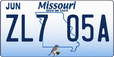 MO license plate ZL7O5A