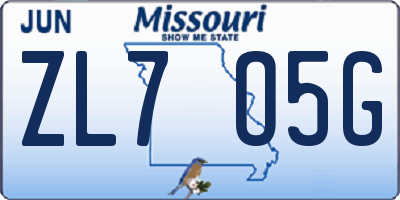 MO license plate ZL7O5G