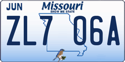 MO license plate ZL7O6A