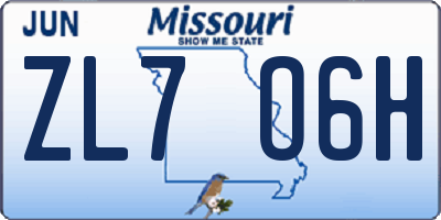 MO license plate ZL7O6H