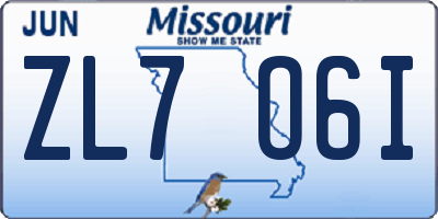 MO license plate ZL7O6I