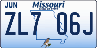 MO license plate ZL7O6J
