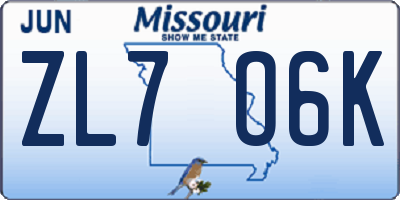 MO license plate ZL7O6K